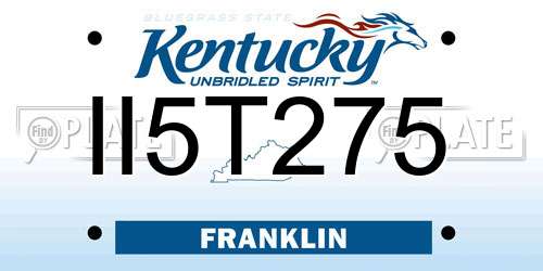 II5T275 Kentucky License Plate