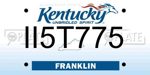 II5T775 Kentucky License Plate