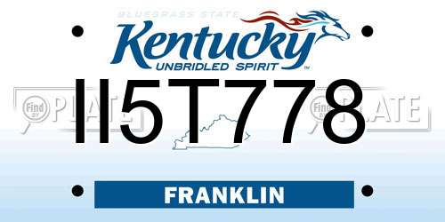 II5T778 Kentucky License Plate
