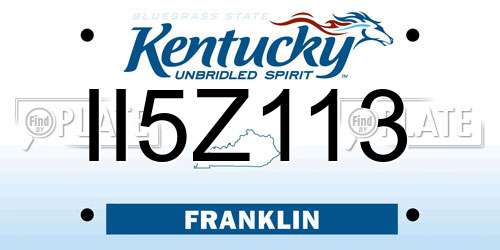 II5Z113 Kentucky License Plate