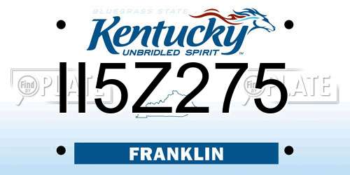 II5Z275 Kentucky License Plate