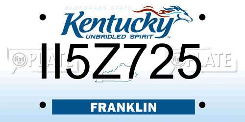 II5Z725 Kentucky License Plate