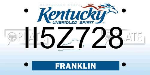 II5Z728 Kentucky License Plate