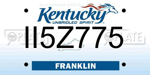 II5Z775 Kentucky License Plate