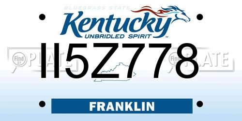 II5Z778 Kentucky License Plate