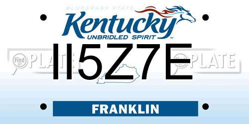 II5Z7E Kentucky License Plate