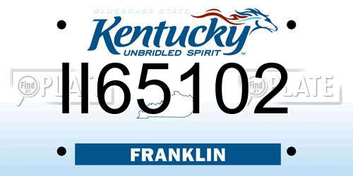 II65102 Kentucky License Plate