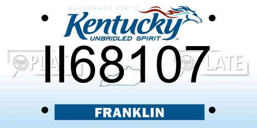 II68107 Kentucky License Plate