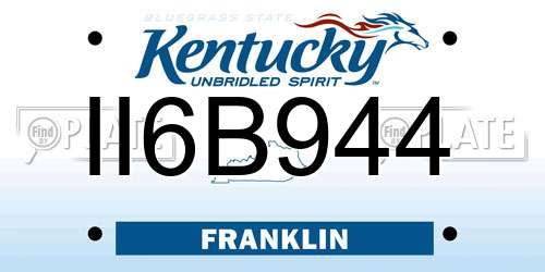 II6B944 Kentucky License Plate