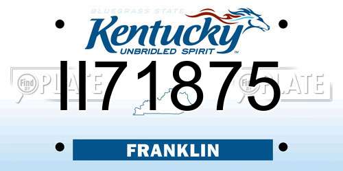 II71875 Kentucky License Plate