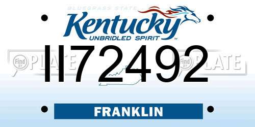 II72492 Kentucky License Plate