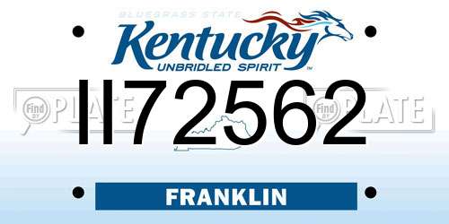 II72562 Kentucky License Plate