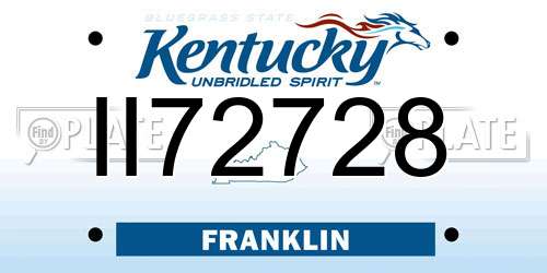 II72728 Kentucky License Plate