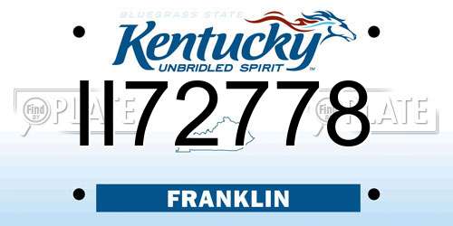 II72778 Kentucky License Plate