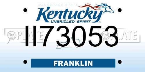 II73053 Kentucky License Plate