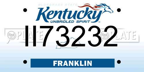 II73232 Kentucky License Plate