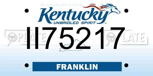 II75217 Kentucky License Plate