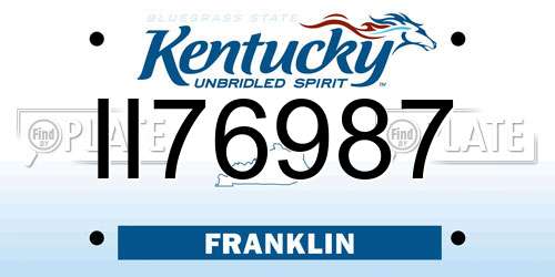 II76987 Kentucky License Plate