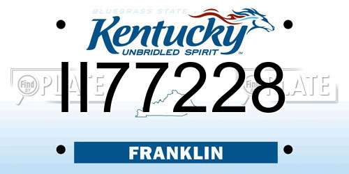 II77228 Kentucky License Plate