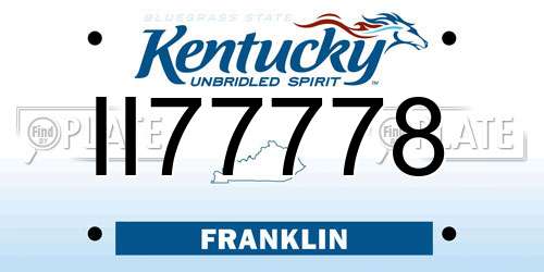 II77778 Kentucky License Plate