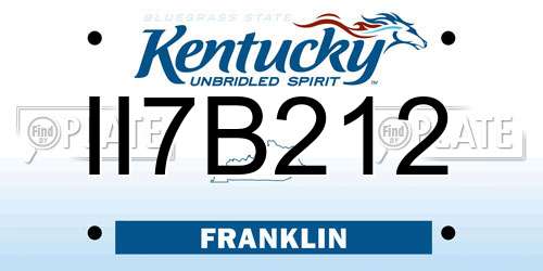 II7B212 Kentucky License Plate
