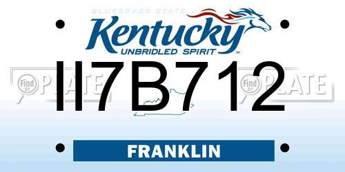 II7B712 Kentucky License Plate