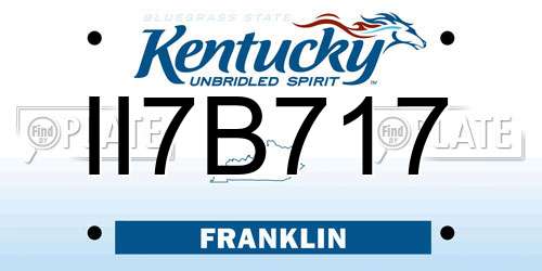 II7B717 Kentucky License Plate