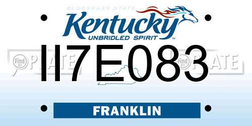 II7E083 Kentucky License Plate