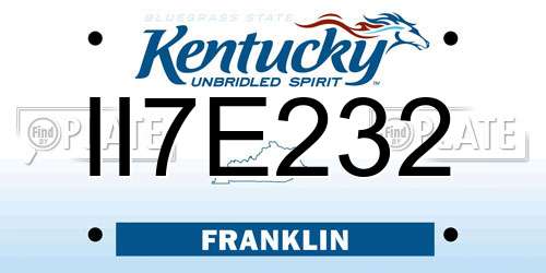 II7E232 Kentucky License Plate