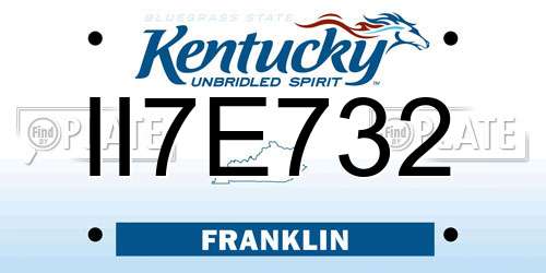 II7E732 Kentucky License Plate