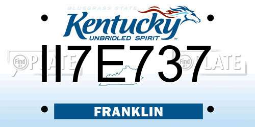II7E737 Kentucky License Plate