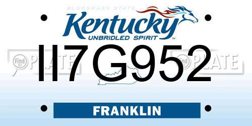II7G952 Kentucky License Plate
