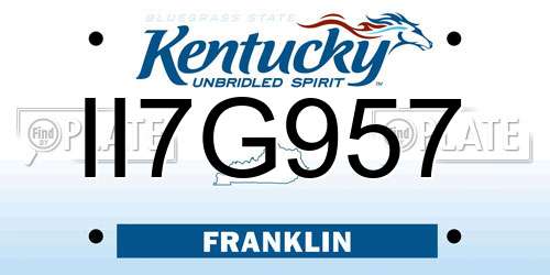 II7G957 Kentucky License Plate