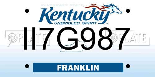 II7G987 Kentucky License Plate