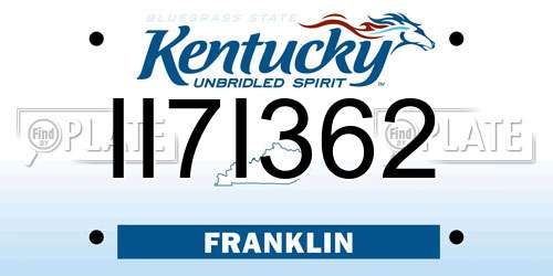II7I362 Kentucky License Plate
