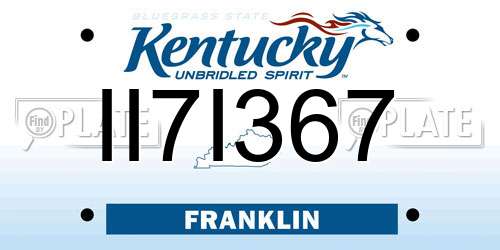 II7I367 Kentucky License Plate