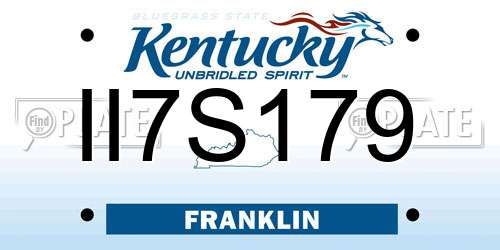 II7S179 Kentucky License Plate