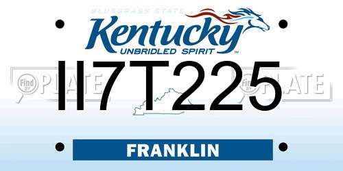 II7T225 Kentucky License Plate