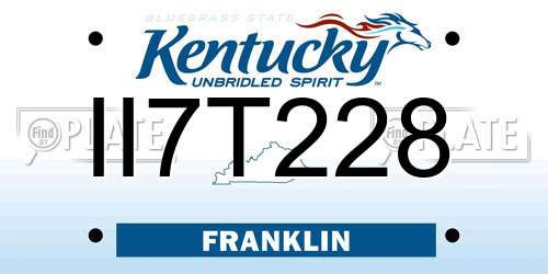 II7T228 Kentucky License Plate