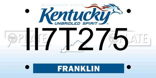 II7T275 Kentucky License Plate