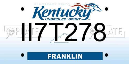 II7T278 Kentucky License Plate