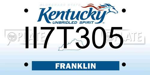 II7T305 Kentucky License Plate