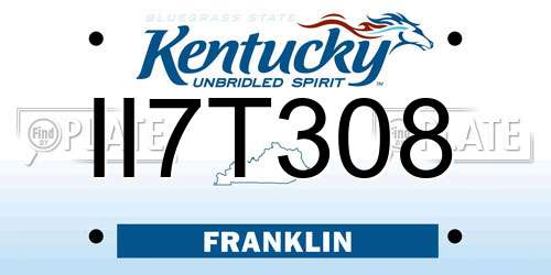 II7T308 Kentucky License Plate