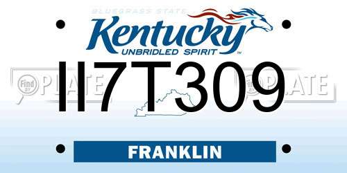 II7T309 Kentucky License Plate