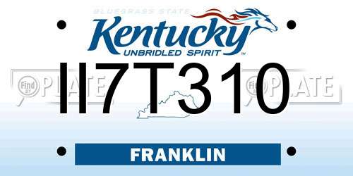 II7T310 Kentucky License Plate