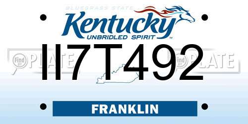 II7T492 Kentucky License Plate