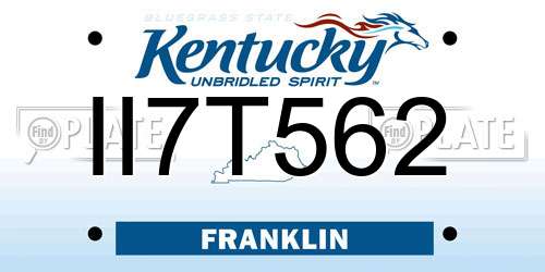 II7T562 Kentucky License Plate