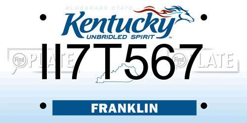 II7T567 Kentucky License Plate