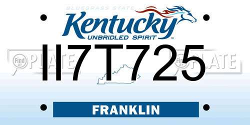II7T725 Kentucky License Plate