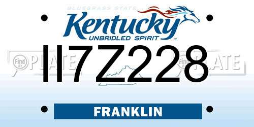 II7Z228 Kentucky License Plate